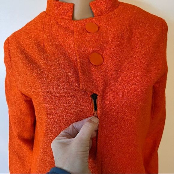 Vintage 1960’s Hand Made Bright Orange Shift Jacket Dress - Picture 6 of 12